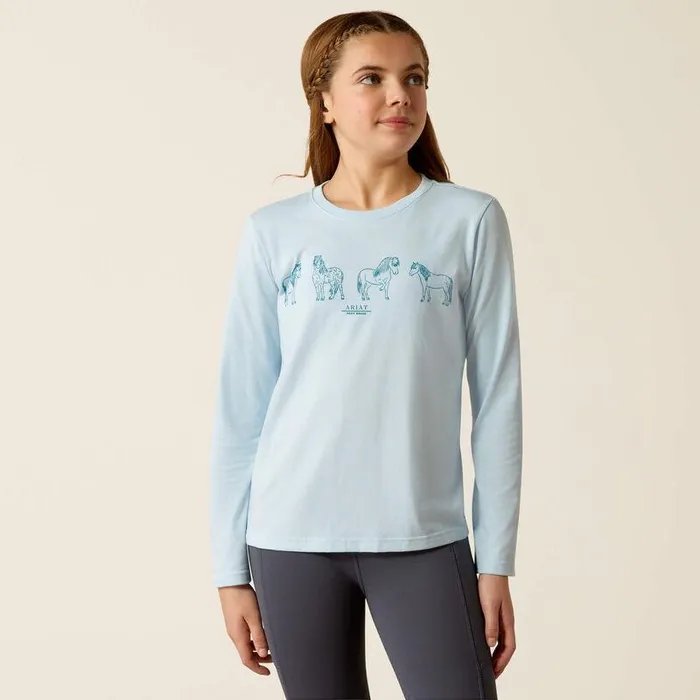 Kids English Riding Clothing Ariat Pony Squad TShirt Cerulean Heather