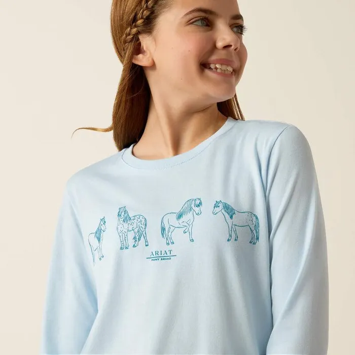 Kids English Riding Clothing Ariat Pony Squad TShirt Cerulean Heather