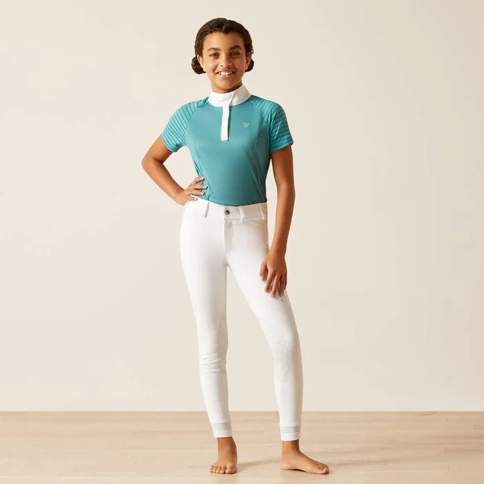 Kids English Riding Clothing Ariat Tri Factor Grip Knee Patch Breech White