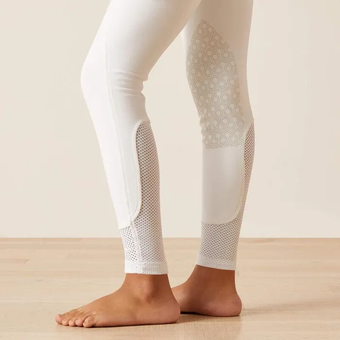 Kids English Riding Clothing Ariat Tri Factor Grip Knee Patch Breech White