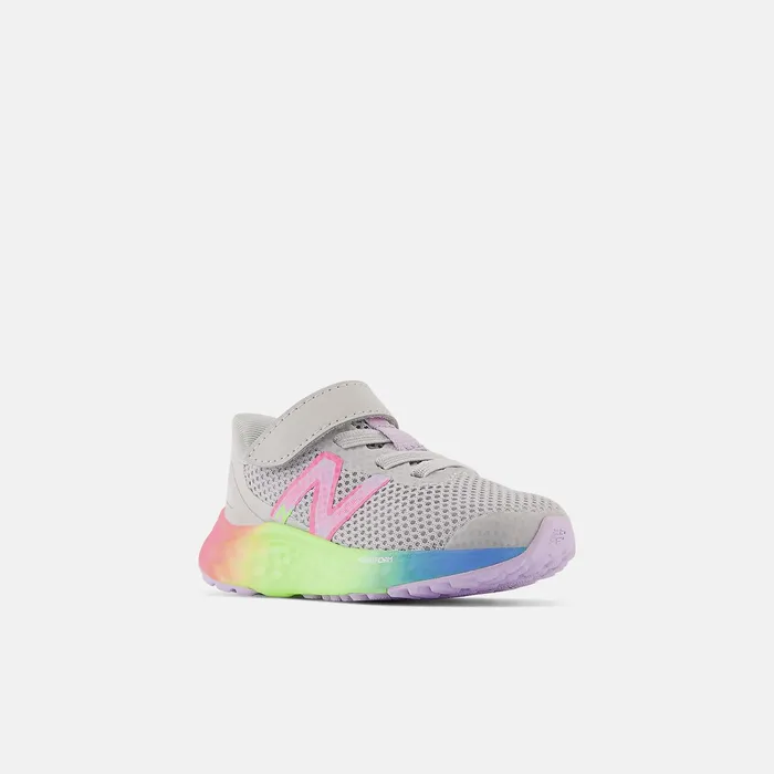 Kids Fresh Foam Arishi V4 Bungee Lace With Top Strap Light Aluminum With Cyber Lilac And Neon Pink New Balance Size 0 8211 10