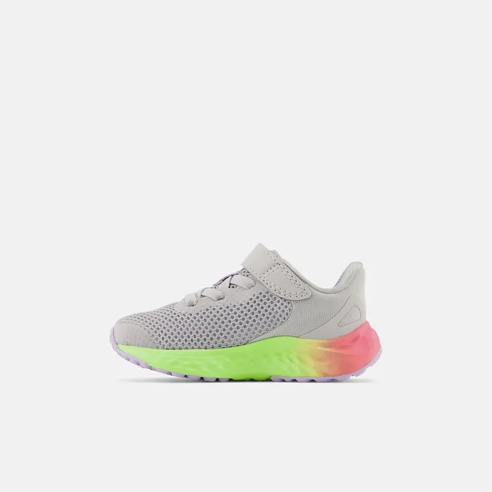 Kids Fresh Foam Arishi V4 Bungee Lace With Top Strap Light Aluminum With Cyber Lilac And Neon Pink New Balance Size 0 8211 10