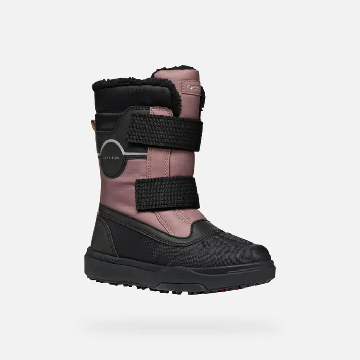 Kids Geox Ankle Boots BUNSHEE PG ABX JUNIOR Dark RoseBlack Mid Calf Boots Dark Roseblack