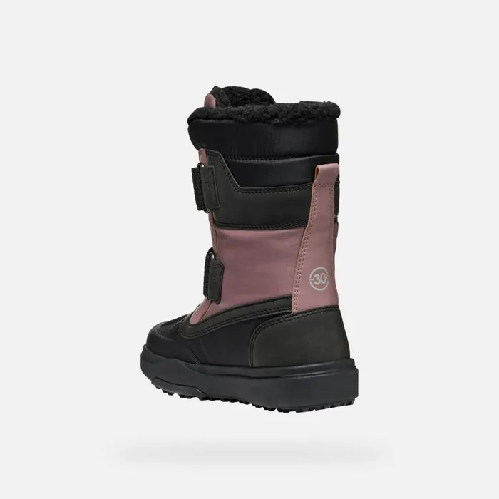 Kids Geox Ankle Boots BUNSHEE PG ABX JUNIOR Dark RoseBlack Mid Calf Boots Dark Roseblack