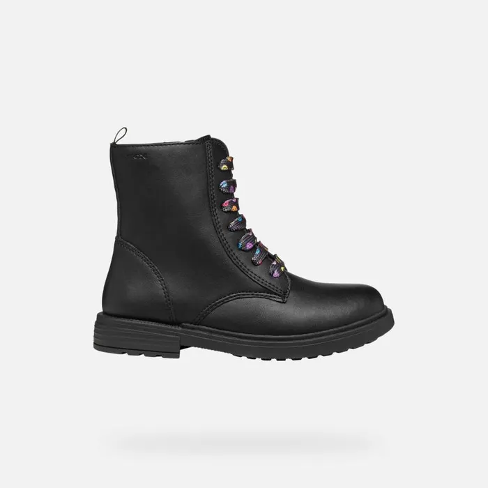 Kids Geox Ankle Boots ECLAIR GIRL BlackMulticolor Combat Boots Blackmulticolor