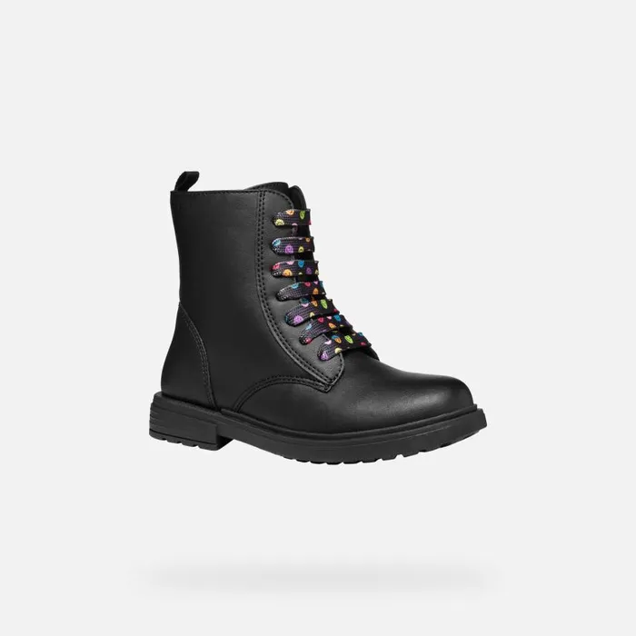 Kids Geox Ankle Boots ECLAIR GIRL BlackMulticolor Combat Boots Blackmulticolor
