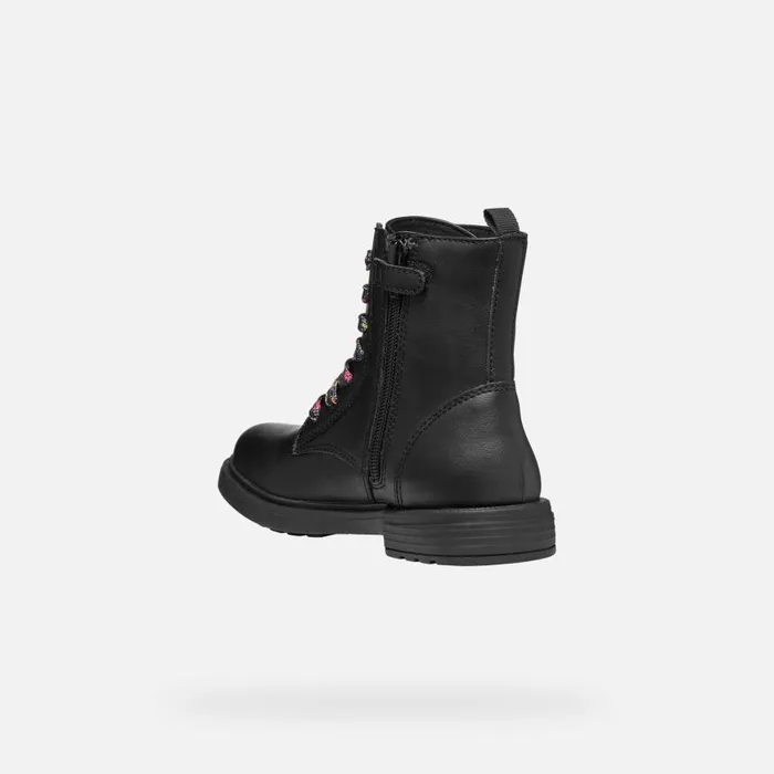 Kids Geox Ankle Boots ECLAIR GIRL BlackMulticolor Combat Boots Blackmulticolor