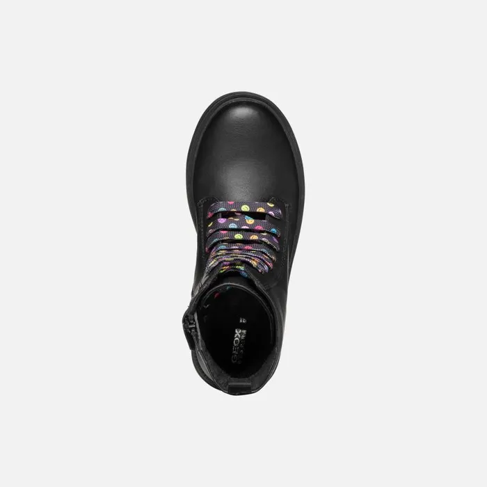 Kids Geox Ankle Boots ECLAIR GIRL BlackMulticolor Combat Boots Blackmulticolor