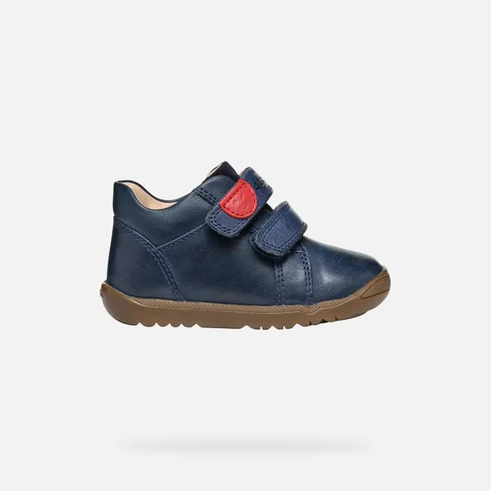 Kids Geox First Steps MACCHIA BABY Navy Sneakers With Straps Navy