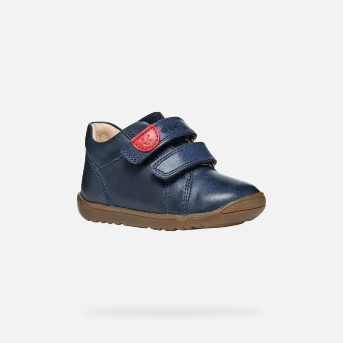 Kids Geox First Steps MACCHIA BABY Navy Sneakers With Straps Navy