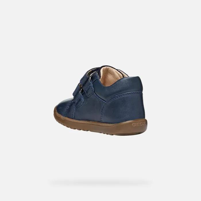 Kids Geox First Steps MACCHIA BABY Navy Sneakers With Straps Navy
