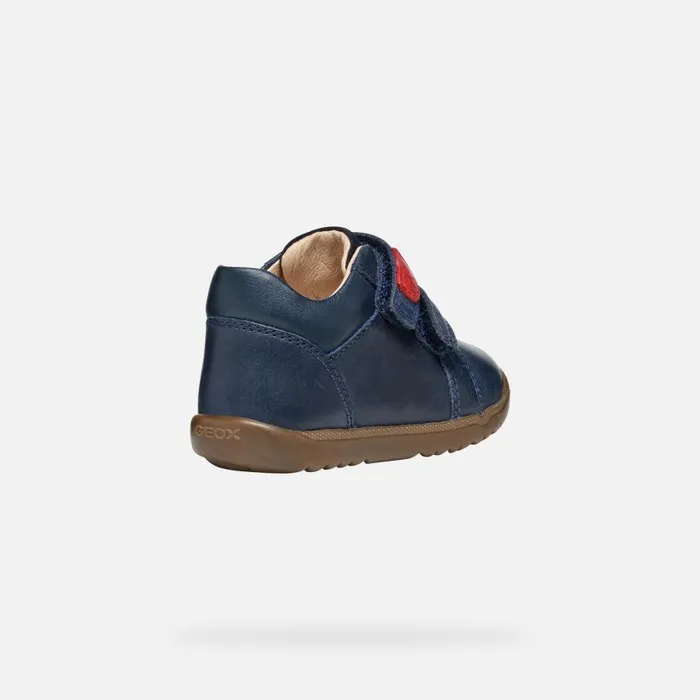 Kids Geox First Steps MACCHIA BABY Navy Sneakers With Straps Navy