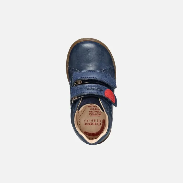 Kids Geox First Steps MACCHIA BABY Navy Sneakers With Straps Navy