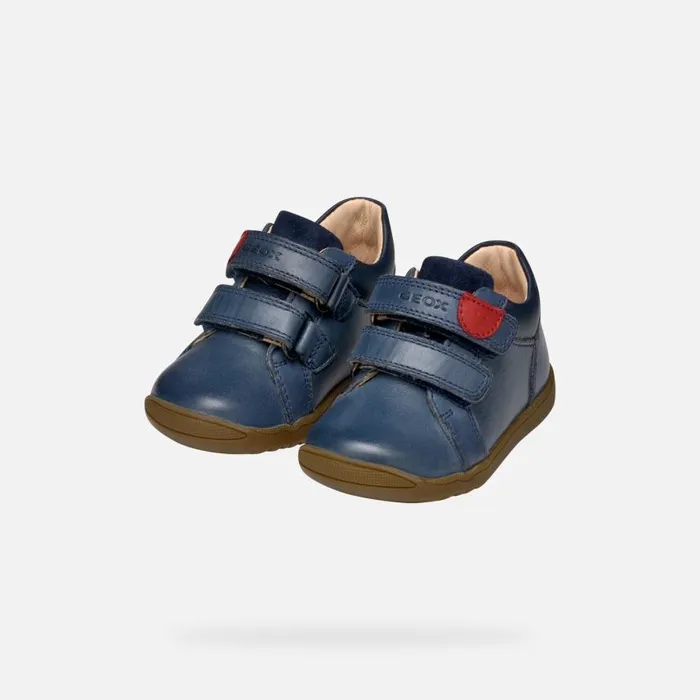 Kids Geox First Steps MACCHIA BABY Navy Sneakers With Straps Navy
