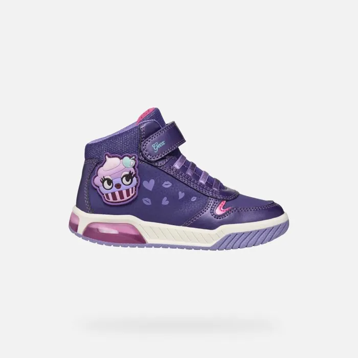 Kids Geox LightUp Shoes INEK GIRL VioletFuchsia High Top Sneakers Violetfuchsia