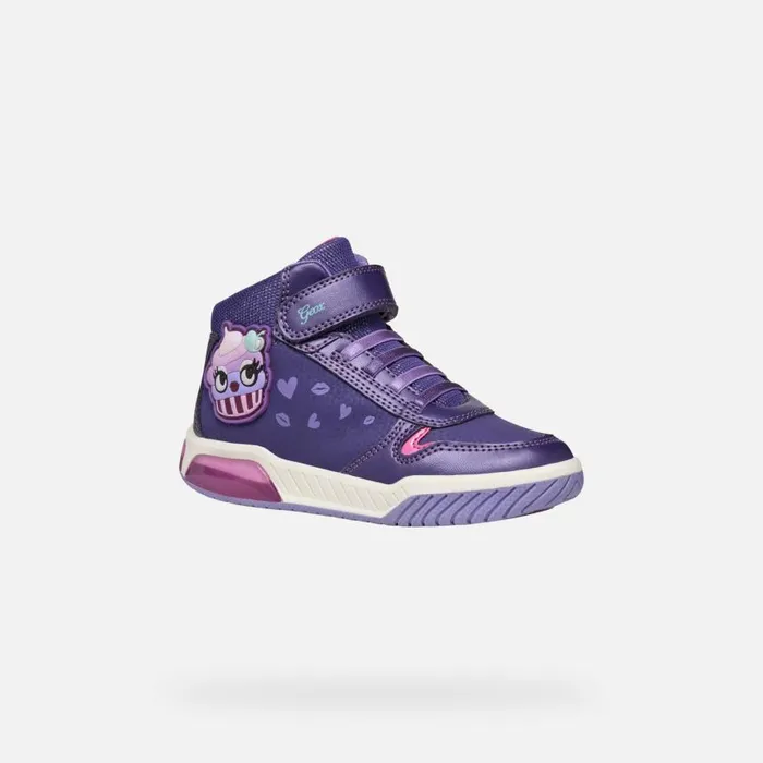 Kids Geox LightUp Shoes INEK GIRL VioletFuchsia High Top Sneakers Violetfuchsia