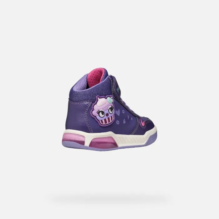 Kids Geox LightUp Shoes INEK GIRL VioletFuchsia High Top Sneakers Violetfuchsia