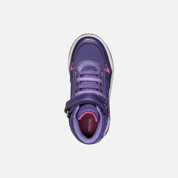 Kids Geox LightUp Shoes INEK GIRL VioletFuchsia High Top Sneakers Violetfuchsia