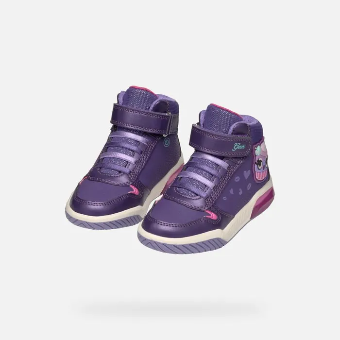 Kids Geox LightUp Shoes INEK GIRL VioletFuchsia High Top Sneakers Violetfuchsia