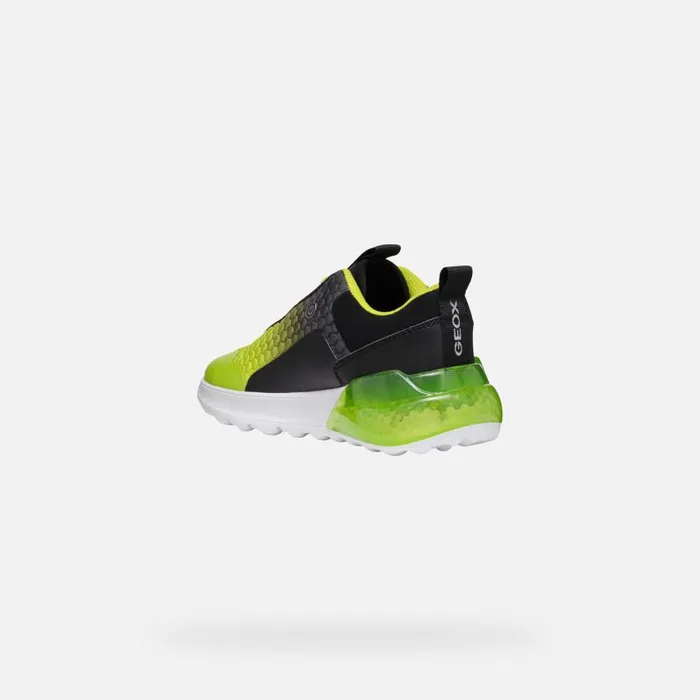 Kids Geox Sneakers ACTIVART ILLUMINUS JUNIOR BlackLime Low Top Sneakers Blacklime