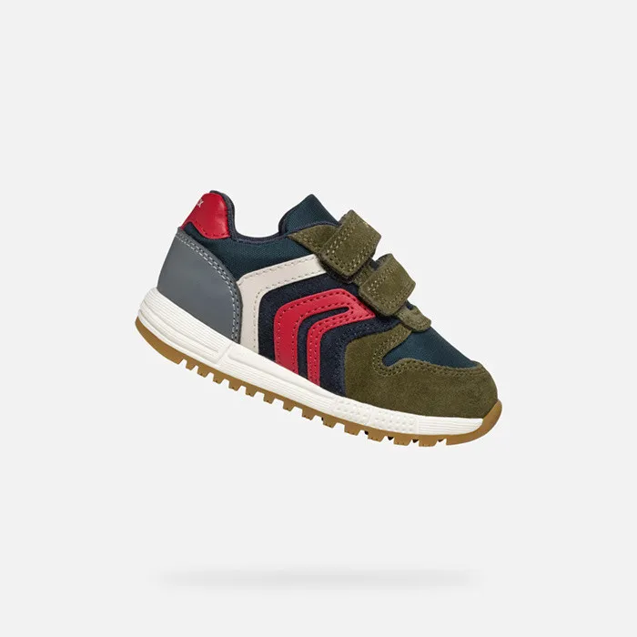 Kids Geox Sneakers ALBEN BABY Dark GreenNavy Low Top Sneakers Dark Greennavy