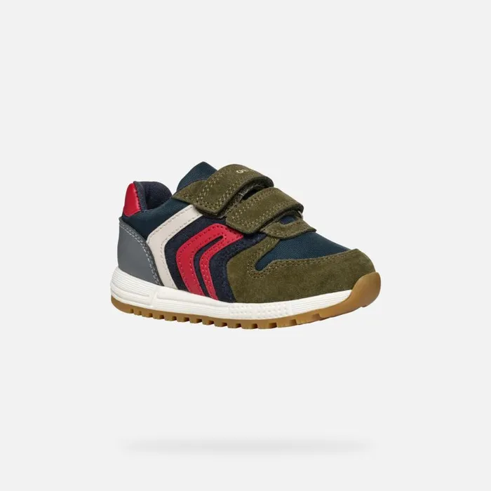 Kids Geox Sneakers ALBEN BABY Dark GreenNavy Low Top Sneakers Dark Greennavy