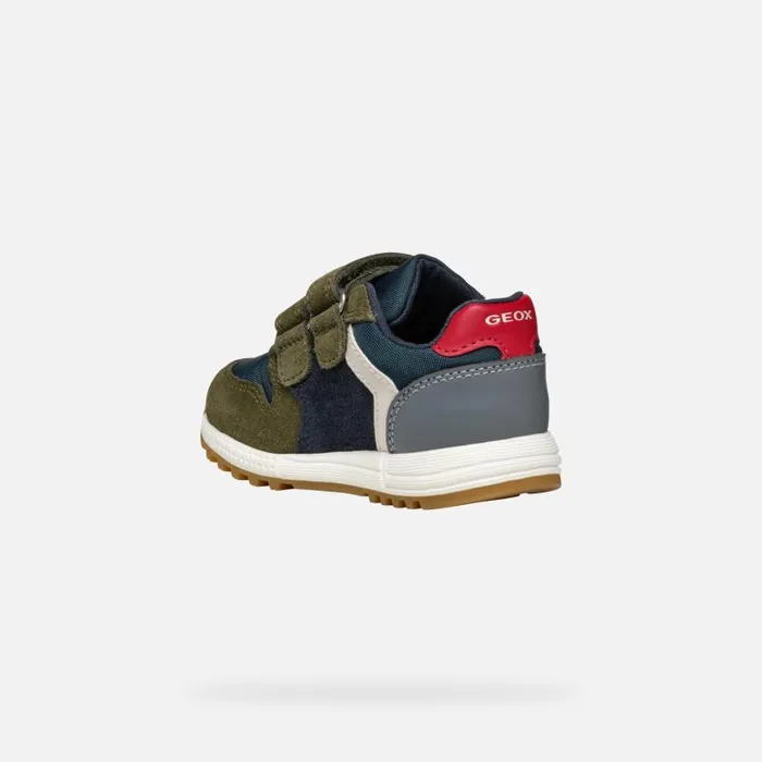 Kids Geox Sneakers ALBEN BABY Dark GreenNavy Low Top Sneakers Dark Greennavy