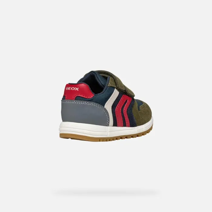 Kids Geox Sneakers ALBEN BABY Dark GreenNavy Low Top Sneakers Dark Greennavy