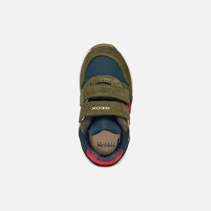Kids Geox Sneakers ALBEN BABY Dark GreenNavy Low Top Sneakers Dark Greennavy