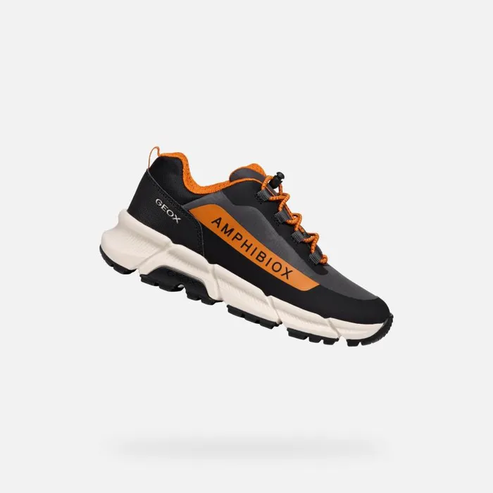 Kids Geox Sneakers FLEXYPER PLUS ABX BOY Dark GreyDark Orange Low Top Sneakers Dark Greydark Orange