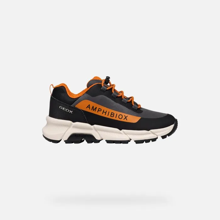 Kids Geox Sneakers FLEXYPER PLUS ABX BOY Dark GreyDark Orange Low Top Sneakers Dark Greydark Orange