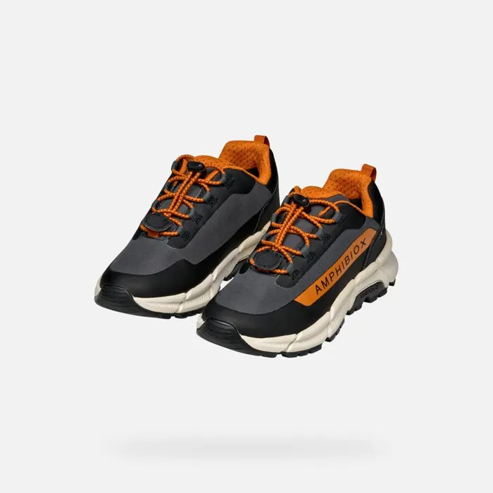 Kids Geox Sneakers FLEXYPER PLUS ABX BOY Dark GreyDark Orange Low Top Sneakers Dark Greydark Orange