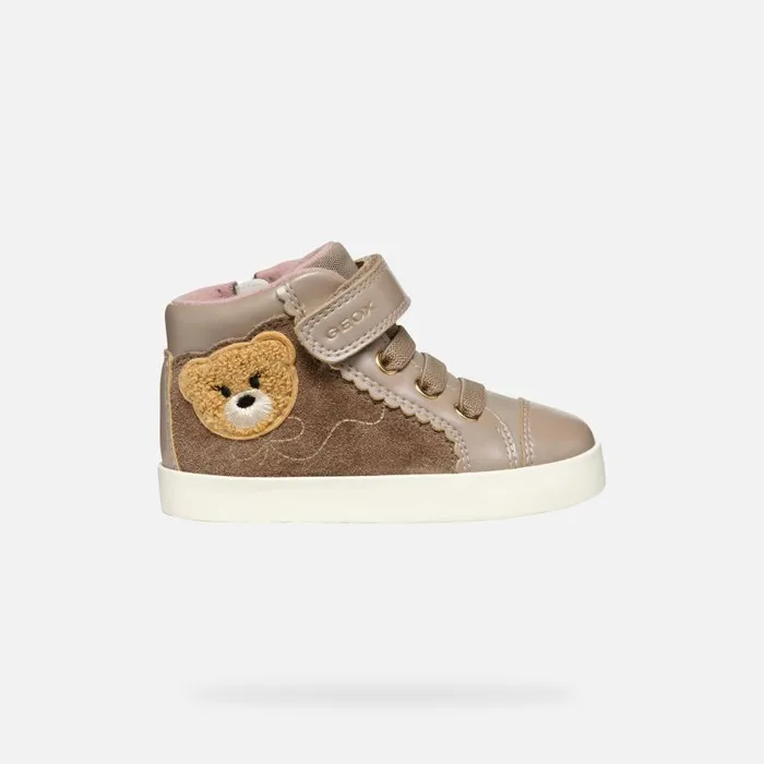 Kids Geox Sneakers KILWI TODDLER GIRL Dark Beige High Top Sneakers Dark Beige