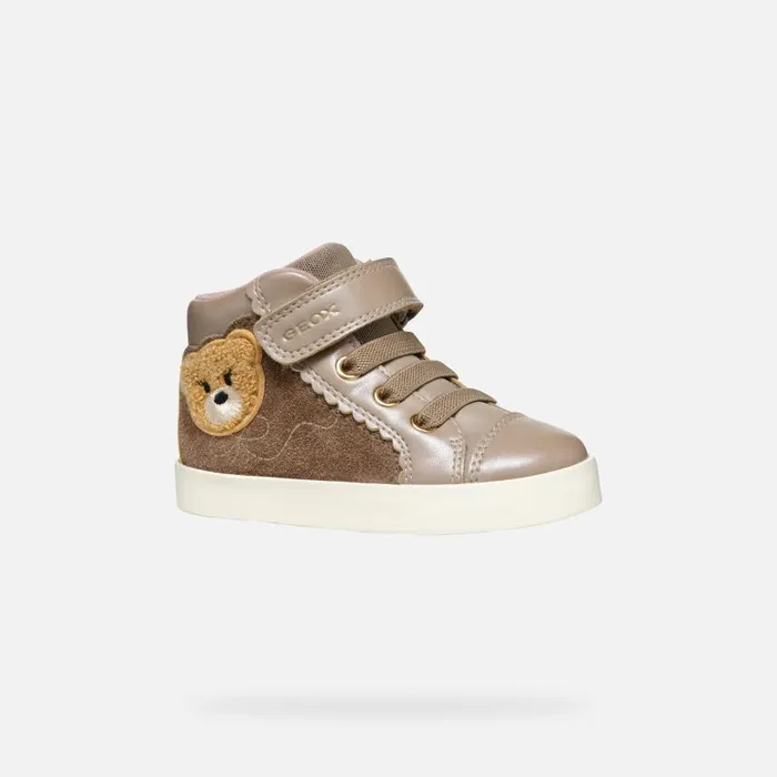 Kids Geox Sneakers KILWI TODDLER GIRL Dark Beige High Top Sneakers Dark Beige