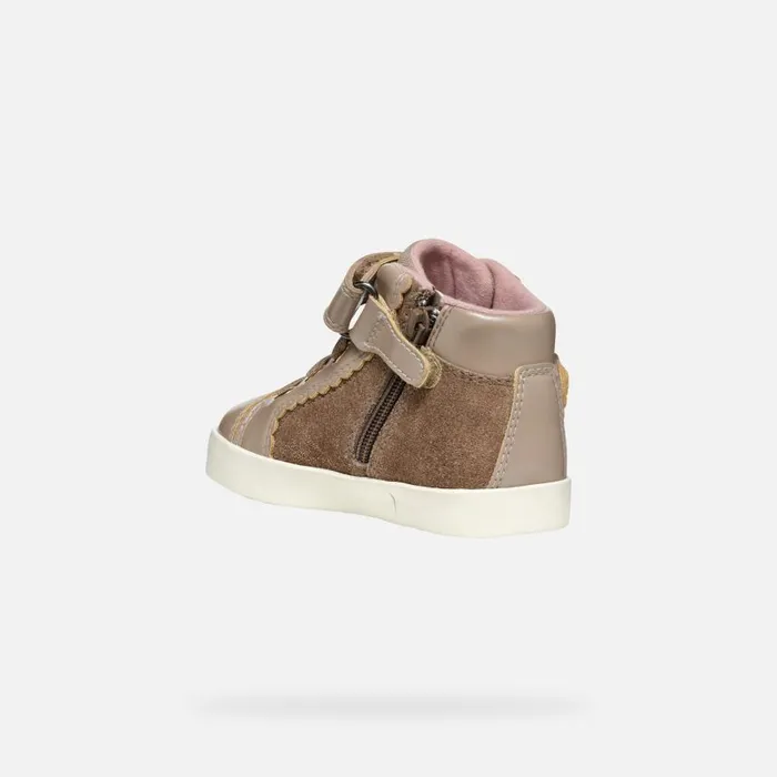Kids Geox Sneakers KILWI TODDLER GIRL Dark Beige High Top Sneakers Dark Beige