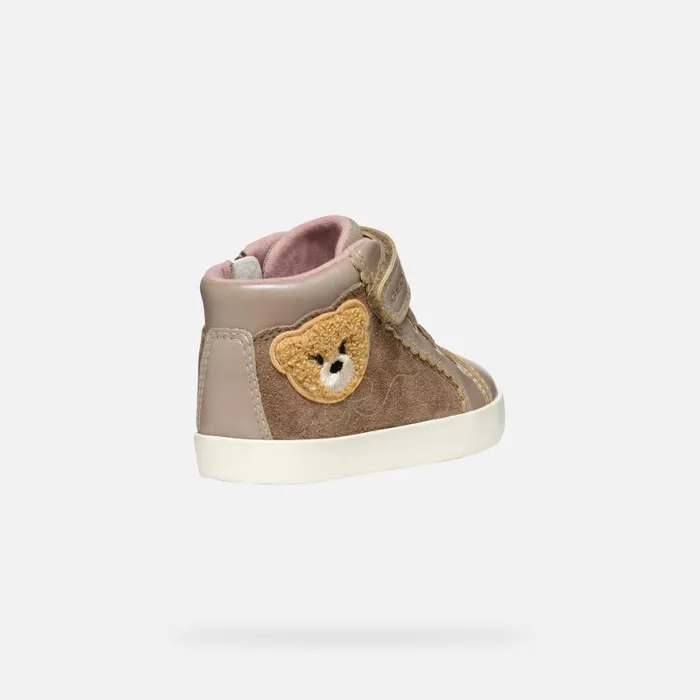 Kids Geox Sneakers KILWI TODDLER GIRL Dark Beige High Top Sneakers Dark Beige