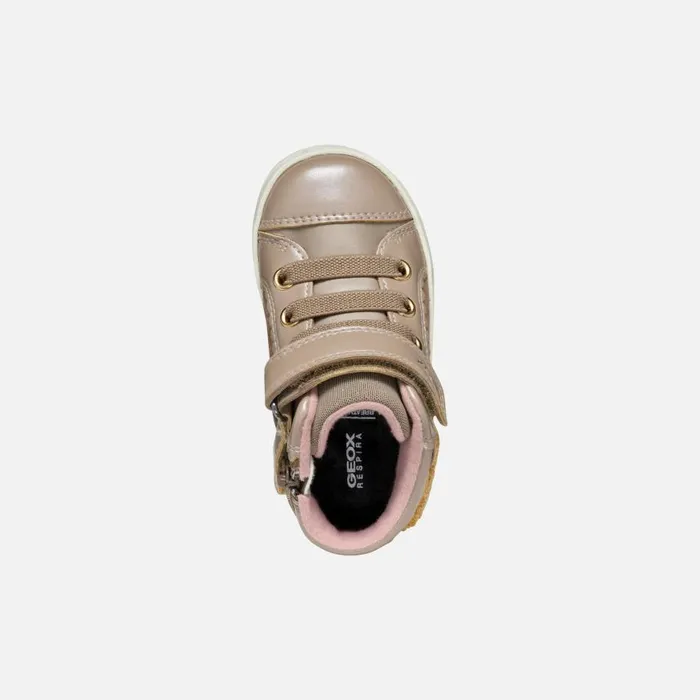 Kids Geox Sneakers KILWI TODDLER GIRL Dark Beige High Top Sneakers Dark Beige