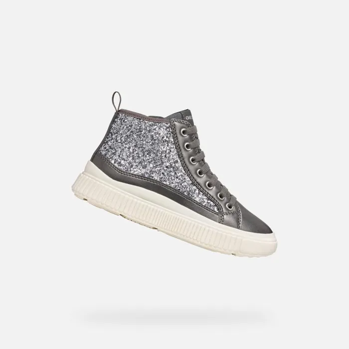 Kids Geox Sneakers LAQUINNY GIRL Dark Silver High Top Sneakers Dark Silver