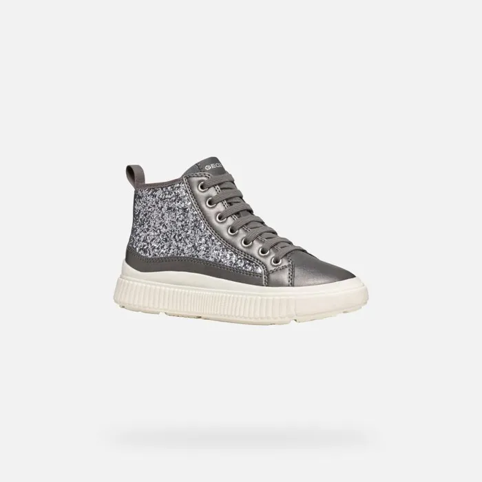 Kids Geox Sneakers LAQUINNY GIRL Dark Silver High Top Sneakers Dark Silver
