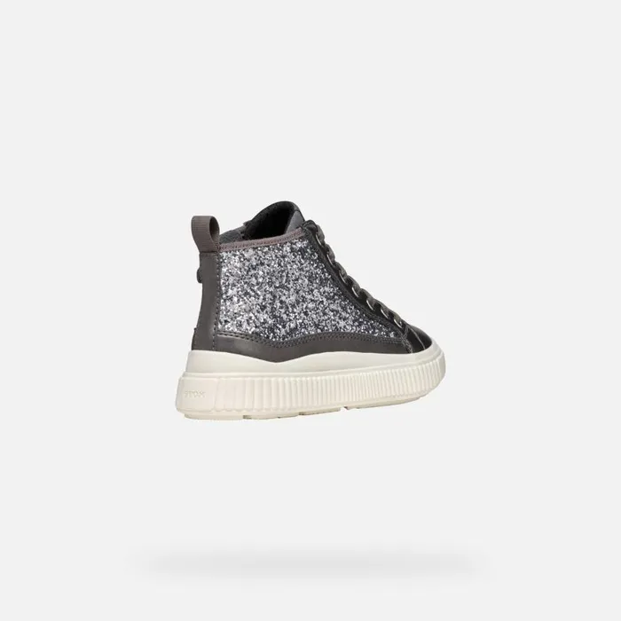 Kids Geox Sneakers LAQUINNY GIRL Dark Silver High Top Sneakers Dark Silver