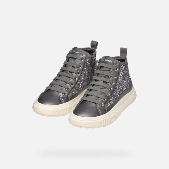 Kids Geox Sneakers LAQUINNY GIRL Dark Silver High Top Sneakers Dark Silver