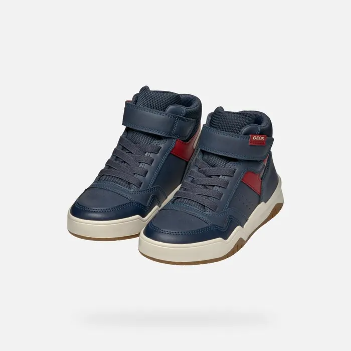 Kids Geox Sneakers PERTH BOY NavyDark Red High Top Sneakers Navydark Red