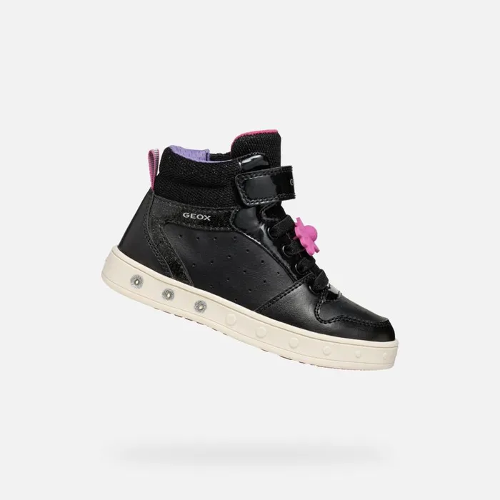 Kids Geox Sneakers SKYLIN GIRL BlackFuchsia High Top Sneakers Blackfuchsia