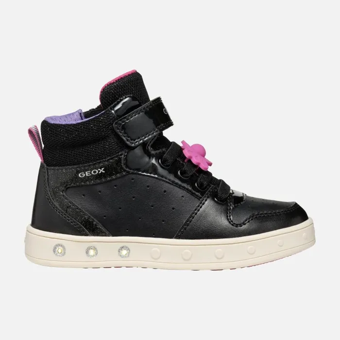 Kids Geox Sneakers SKYLIN GIRL BlackFuchsia High Top Sneakers Blackfuchsia