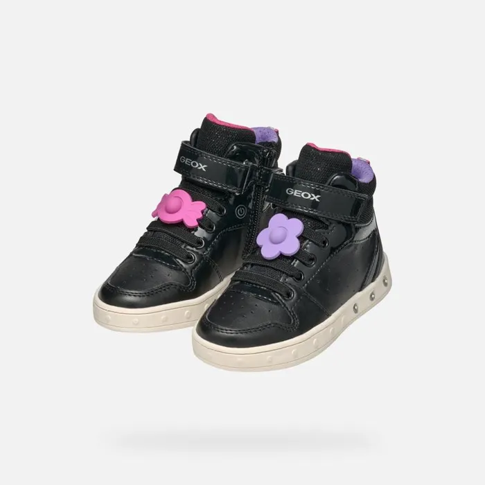 Kids Geox Sneakers SKYLIN GIRL BlackFuchsia High Top Sneakers Blackfuchsia