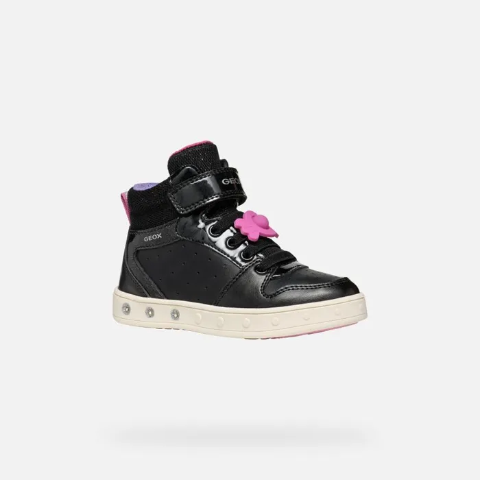 Kids Geox Sneakers SKYLIN GIRL BlackFuchsia High Top Sneakers Blackfuchsia