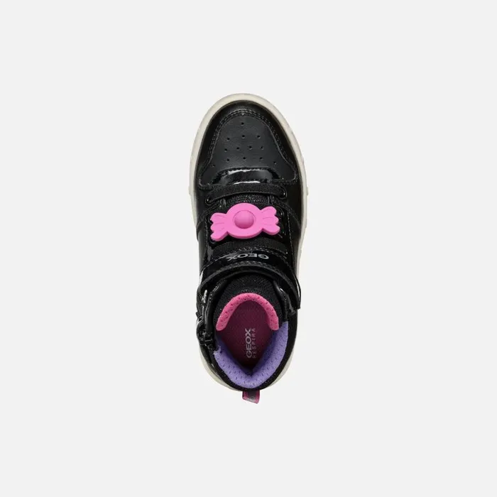 Kids Geox Sneakers SKYLIN GIRL BlackFuchsia High Top Sneakers Blackfuchsia