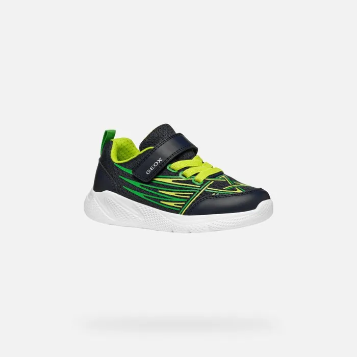 Kids Geox Sneakers SPRINTYE BOY NavyLime Low Top Sneakers Navylime