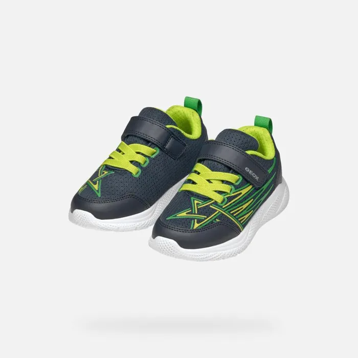 Kids Geox Sneakers SPRINTYE BOY NavyLime Low Top Sneakers Navylime