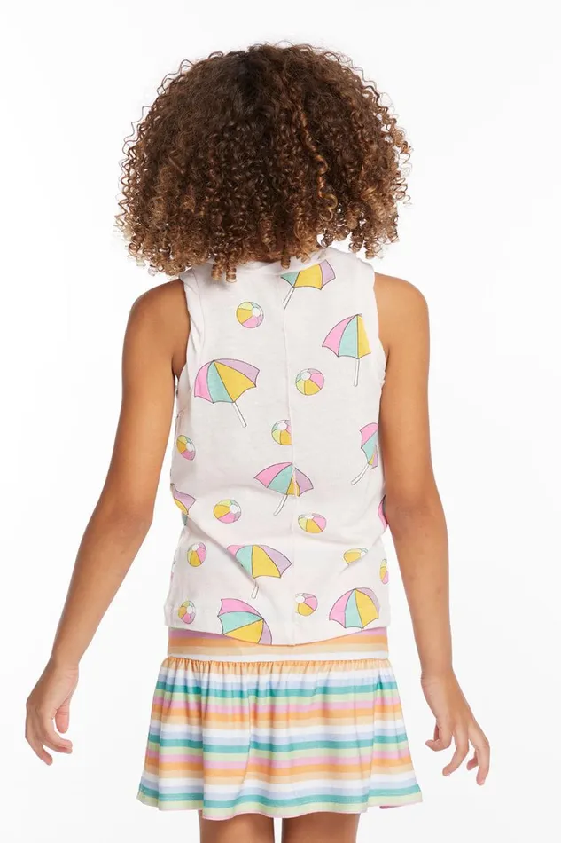 Kids Girls Chaser Brand Beach Balls and Umbrellas Girls Tank Top